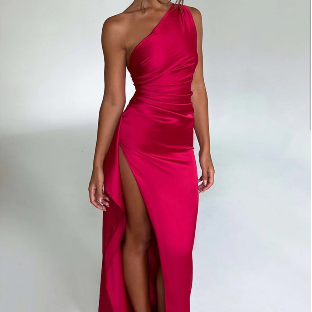 Babyboo Size XS Elegant One-Shoulder Red Dress Prom Wedding